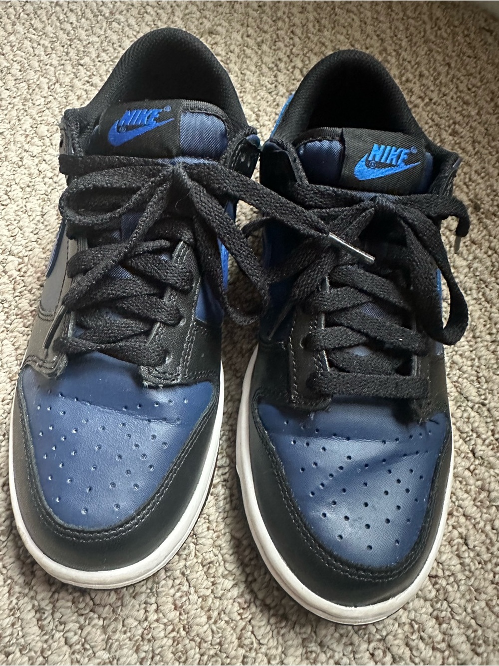 Nike Black and Navy Low-Top Sneakers with Blue Logo